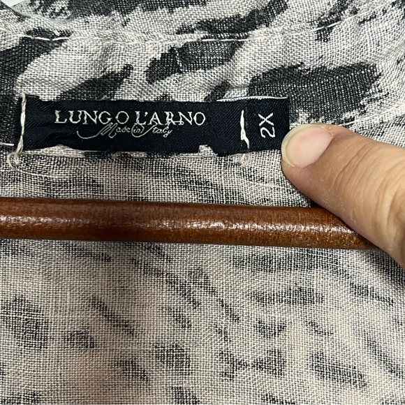 LUNGO L'Arno Leopard 100% Linen italian Sleeveless Collared Dress oversized 2XL - Picture 8 of 13